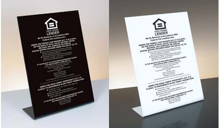 Equal Housing Lender  Mandatory Countertop Sign (Savings and Loans) 11x14 - Main Image