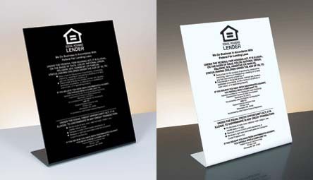 Equal Housing Lender  Mandatory Countertop Sign (Federal Reserve) 11x14 - Main Image