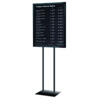 Top-loading black aluminum frame complete with a 22X28 BLOUIN brand Total Account Sub-Surface Printed Magnetic Rate Display with large 3-1/4