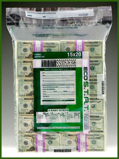 US Green ECO STAT Tamper-Evident High Security Deposit Bags - Clear - Main Image