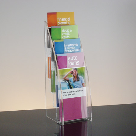 ACRYLIC 4 POCKET 4 TIERED LITERATURE HOLDER FOR 4