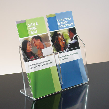 Clear Acrylic 2-Pocket Literature Holder for 4