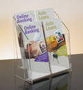 Clear Acrylic 4-Pocket, 2-Tiered Literature Holder for 4