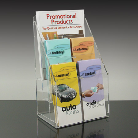 Adjustable Wall or Counter Clear Acrylic 6-Pocket, 3-Tiered literature holder  - Main Image