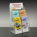 Adjustable 3-Tiered Literature Holder, 6 Pocket Clear Acrylic 