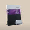 1-Pocket Literature Holder w/Business Card Pocket: Clear Acrylic