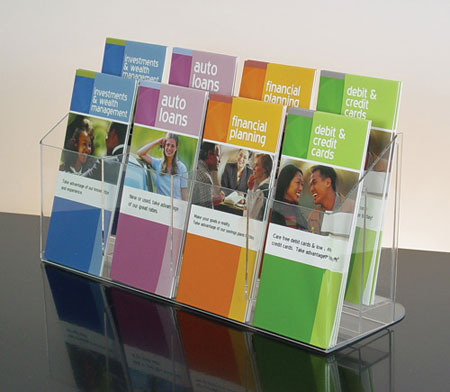 Clear Acrylic 8-Pocket, 2-Tiered Literature Holder for 4