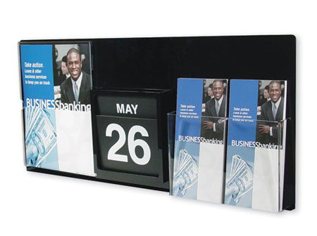 All-In-One Wall Display w/Brochure Pockets, Sign Holder & Calendar - Main Image