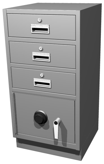 Standing Height Teller Pedestal With 3 Drawers and Coin Locker - Main Image