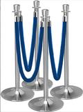 Lavi 4-Post, 3-Rope Queuing Kit with Tulip Post and Velvet Ropes 