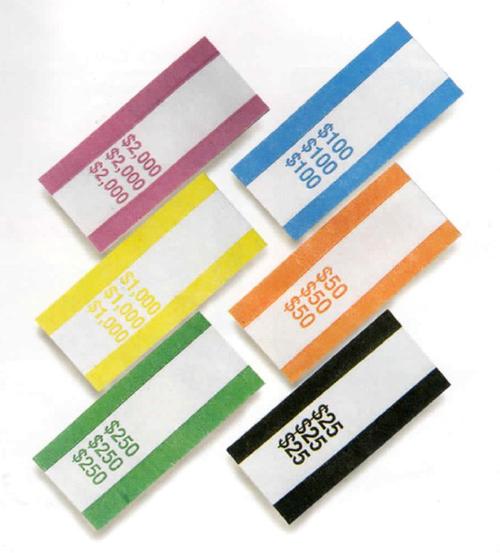Pre-Glued Currency Straps for 100 Bill Capacity -- Pack of 1,000 straps - Main Image