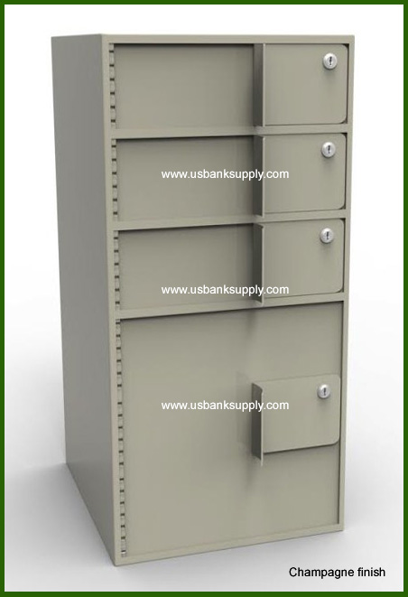 Single-Width Vault Interior Unit with 3 Teller Lockers and 1 Coin Cabinet - Main Image