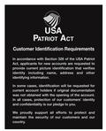 Patriot Act - Customer Identification - Wall Sign - 8.5x11