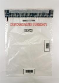 Contaminated currency bag with tamper evident seal -- for shipping suspect or contaminated bills to the Federal Reserve