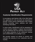 Patriot Act Mandatory Sign with Flag (Customer ID)
