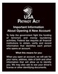 Patriot Act Mandatory Sign with Flag (Important Information)