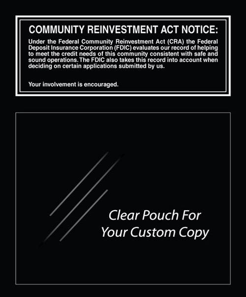 Community Reinvestment Act Mandatory Wall Sign (FDIC Banks) -- Black Acrylic 11x14 - Main Image