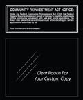 Community Reinvestment Act Mandatory Wall Sign (Federal Reserve) -- Black Acrylic 11x14 