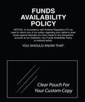 Funds Availability Policy Mandatory Wall Sign With Pouch -- Black Acrylic 11x14 - Main Image