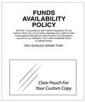 Funds Availability Policy Mandatory Wall Sign (With Pouch) -- Black Text On White  11x14 - Main Image