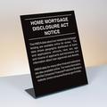 Home Mortgage Disclosure Act Notice - Countertop Sign -- White Text On Black