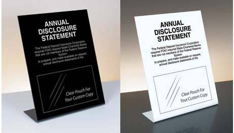 Annual Disclosure Statement Mandatory Countertop Sign (FDIC Banks non-Federal Reserve) 11x14  - Main Image