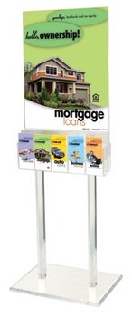 2-Sided Clear Acrylic Poster Stand With Two 5 Pocket Brochure Holders - Main Image