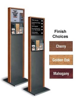 2-Sided Pedestal Display with Wood Rails  - Main Image