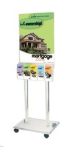 2-Sided Clear Acrylic Poster Stand with Wheels  With One 5 Pocket Brochure Holder - Main Image