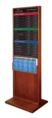 TWO SIDED CLASSIC DISPLAY WITH 5-POCKET BROCHURE HOLDER AND ONE 22x36 RATE DISPLAY