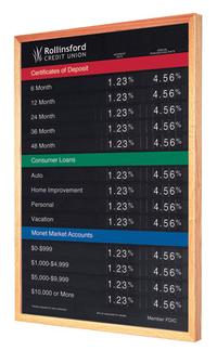 Oak Wall Frame with 22x36 Rate Display - Main Image