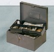 Cash box with safety latch system and 7 compartment tray