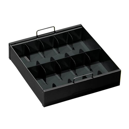 Steel Cash Tray with 10 Bill Compartments -- Black - Main Image